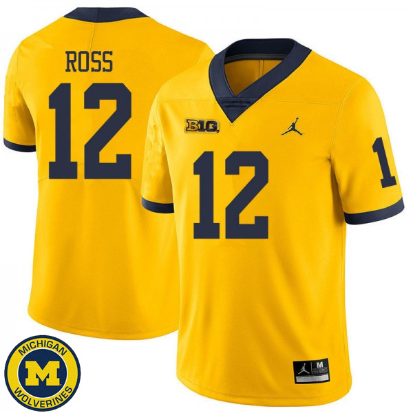 Men University of Michigan #12 Josh Ross Yellow Jordan Brand High School Jersey